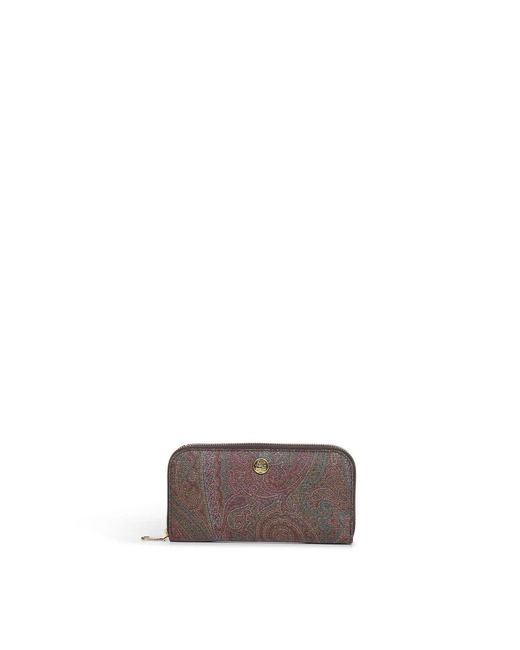 Etro Gray Zip-Around Geldbörse
