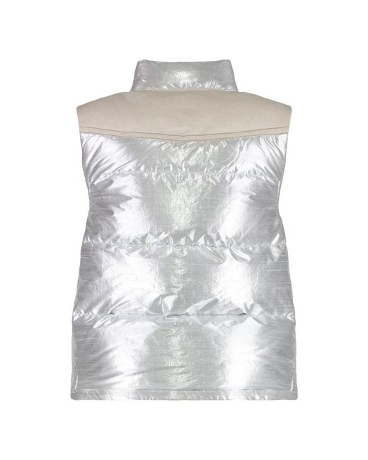 Moncler Jassen ,Grijs ,Katoen Pinchot Lamé Down Vest in het Gray