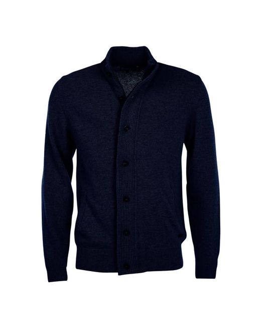 Barbour Essential Elbow-Patch Cardigan in het Blue voor heren