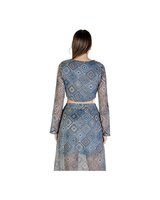 ONLY Blue Blauer Print V-Ausschnitt Top Set