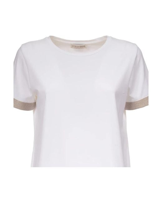 Le Tricot Perugia White Kurzarm t-shirt aus baumwolle