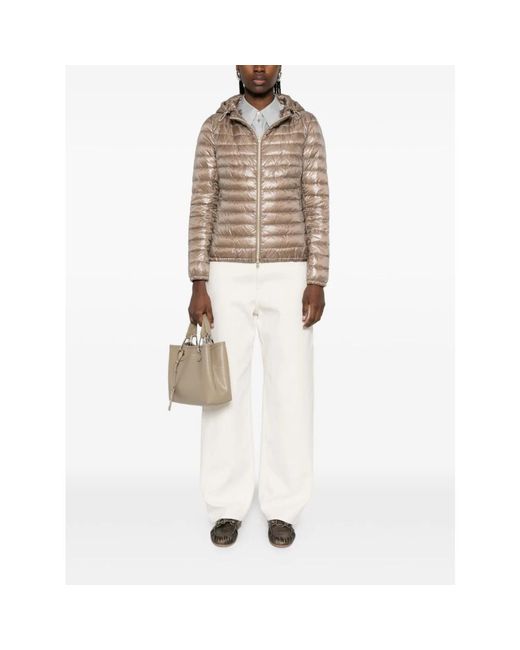 Herno Jassen ,Grijs ,Nylon Quilted Parka in het Brown