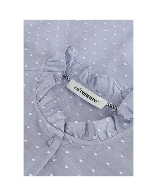 co'couture Gray Blaue Polka Dot Bluse