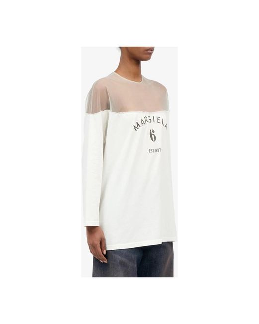 MM6 by Maison Margiela White Long Sleeve Tops