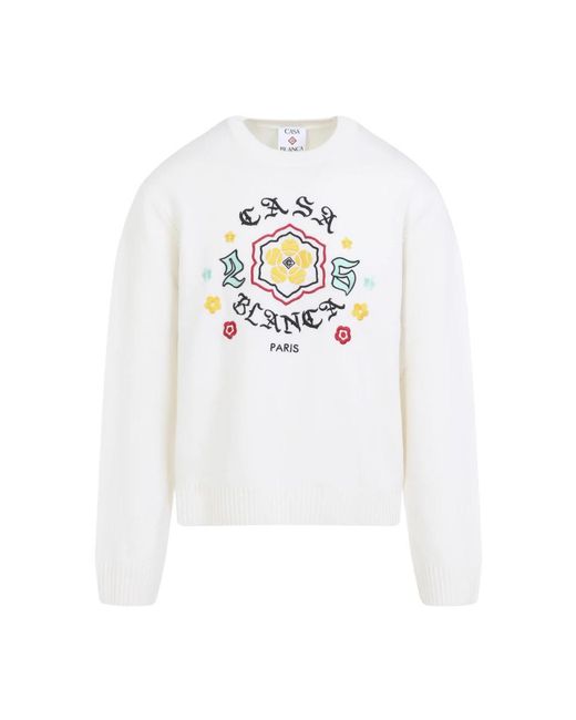 Casablanca White Round-Neck Knitwear for men