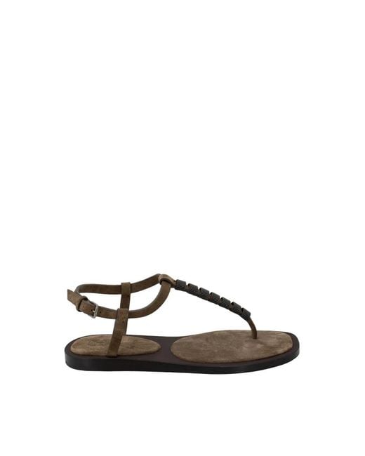 Brunello Cucinelli Brown Flat Sandals