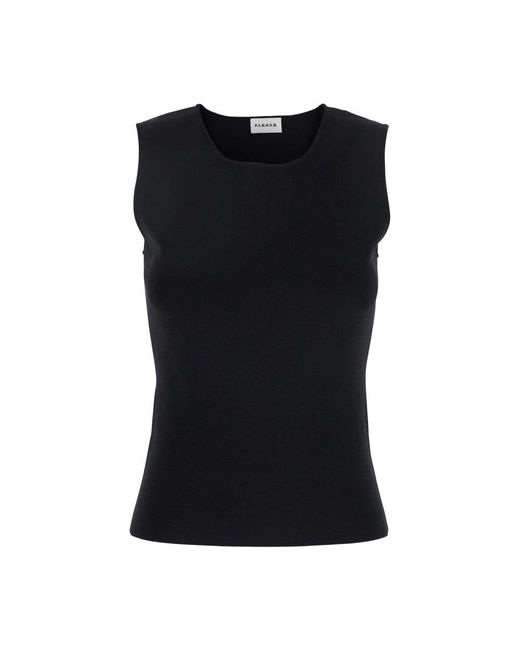 P.A.R.O.S.H. Black Schwarzer ärmelloser rundhalsausschnitt pullover