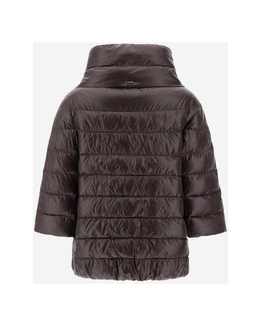 Herno Jassen ,Bruin ,Nylon Lichtgewicht Donsjack Met Drukknoopsluiting in het Brown