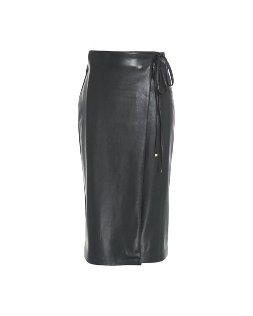 Guess Gray Veganer Leder Midi Wickelrock