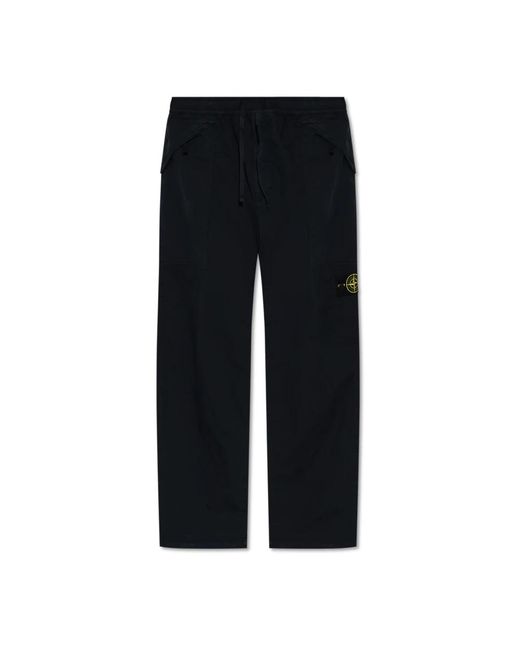 Straight Trousers Stone Island de hombre de color Black
