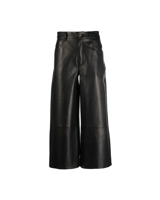 Etro Black Leather Trousers