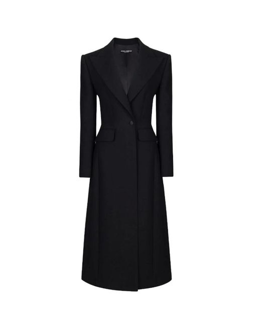 Cappotto lungo in lana nera di Dolce & Gabbana in Black