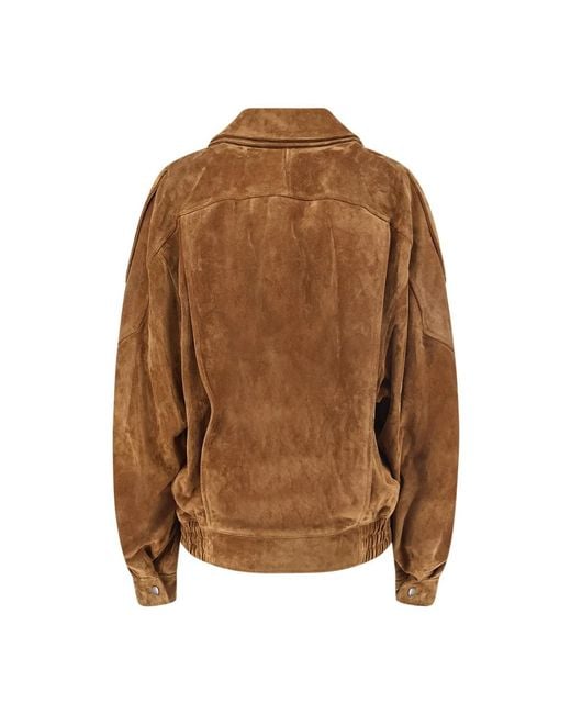 Leather Jackets Saint Laurent de color Brown