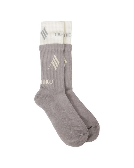 The Attico Double Layer Logo Sokken in het Gray
