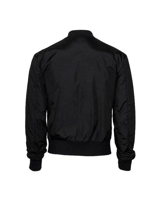 Dolce & Gabbana Black Nylon Jacket With Logo Plaque for men