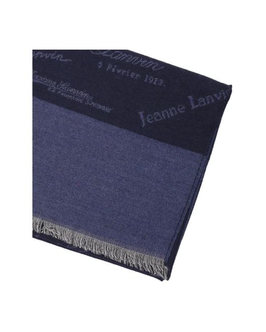 Lanvin Blue Blauer logo fransenschal