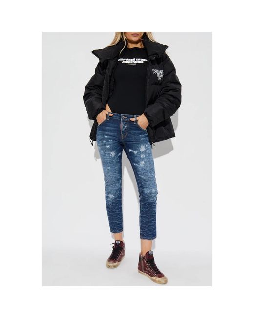DSquared² Donsjack Met Bedrukt Logo in het Black