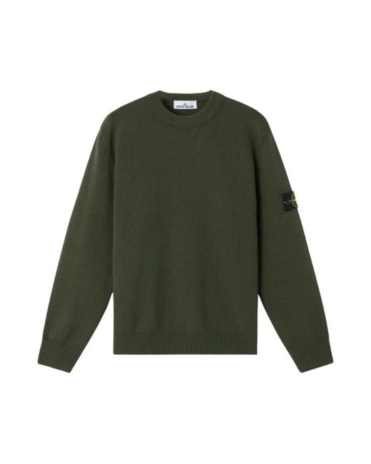Stone Island Green Round-Neck Knitwear for men