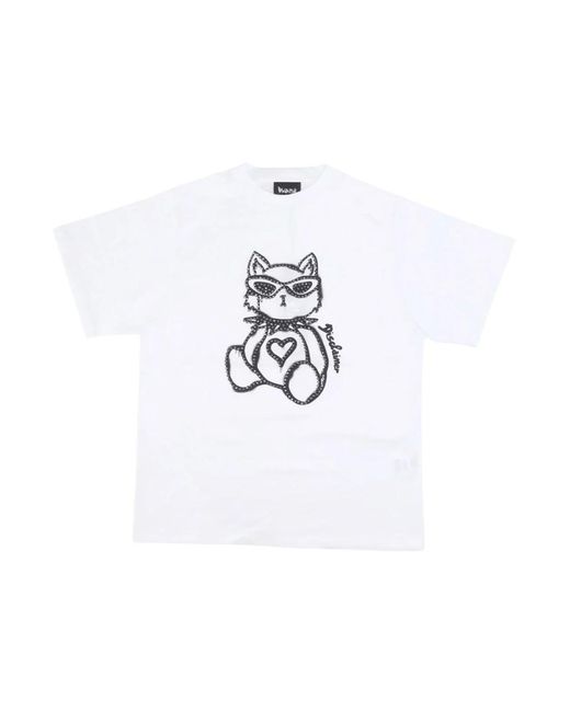 Camiseta de manga corta con detalles de strass DISCLAIMER de color White