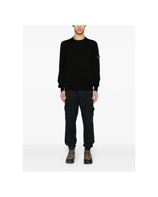 Stone Island Black Round-Neck Knitwear for men