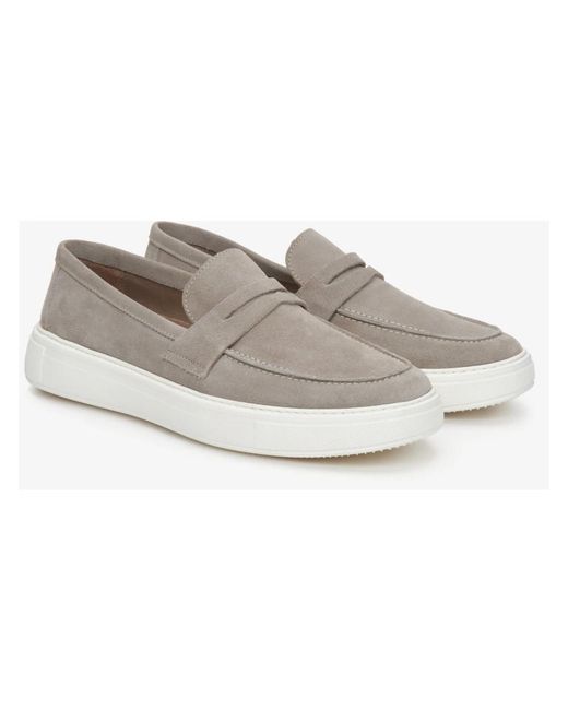 ESTRO Gray Loafers for men