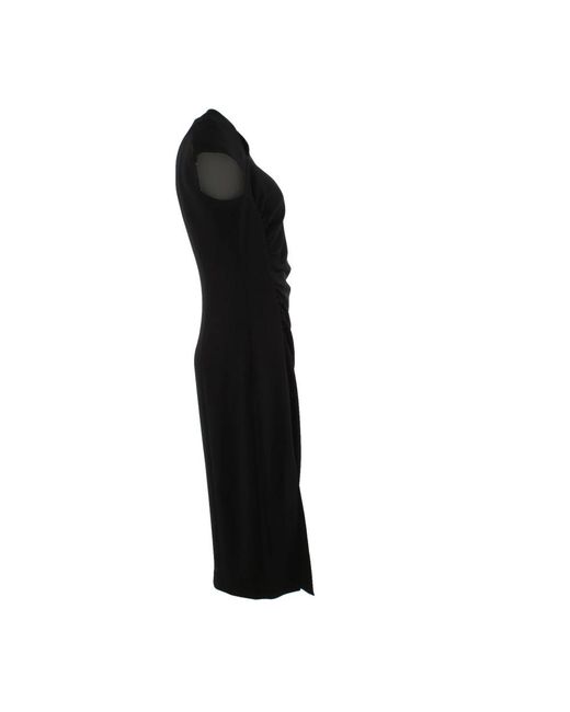 Max Mara Kleedjes ,Zwart ,Polyester Zwarte Midi Jurk in het Black