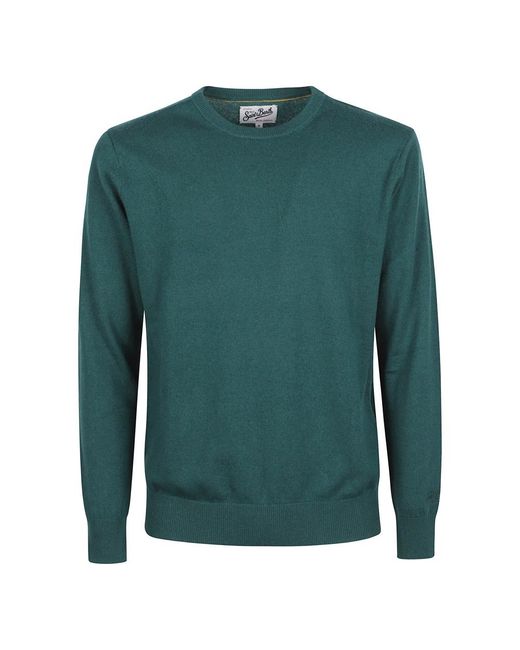 Mc2 Saint Barth Green Round-Neck Knitwear for men