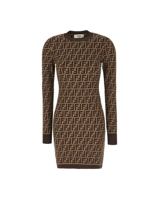 Fendi Brown Knitted Dresses