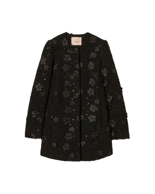 Twinset Black Single-Breasted Coats