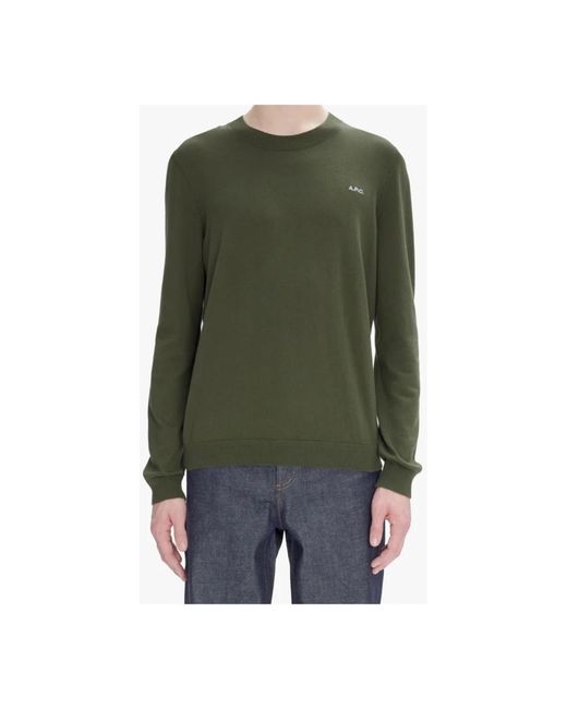 Round-Neck Knitwear di A.P.C. in Green da Uomo