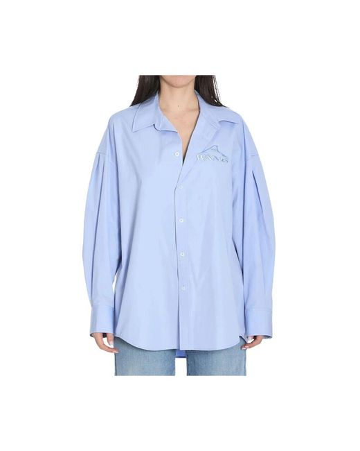 Alexander Wang Blue Hellblaues hemd mit besticktem logo