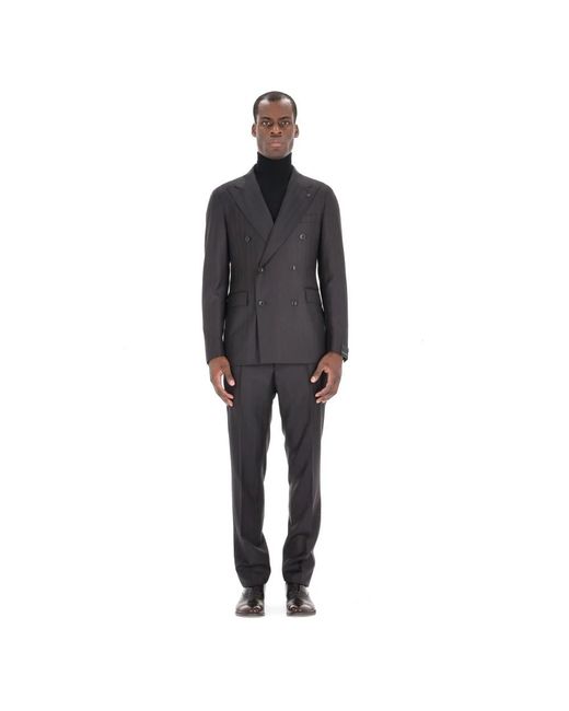 Tagliatore Black Double Breasted Suits for men