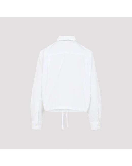 Marni Overhemden ,Wit ,Katoen Cropped Shirt Met Lange Mouwen in het White