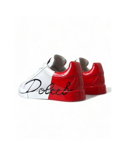Dolce & Gabbana Red Weiße rote portofino schnürschuhe