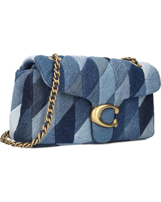 COACH Blue Gepolsterte Patchwork Denim Tabby Schultertasche