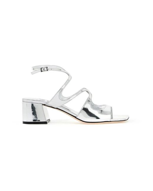 Jimmy Choo White Metallische leder high heel sandalen
