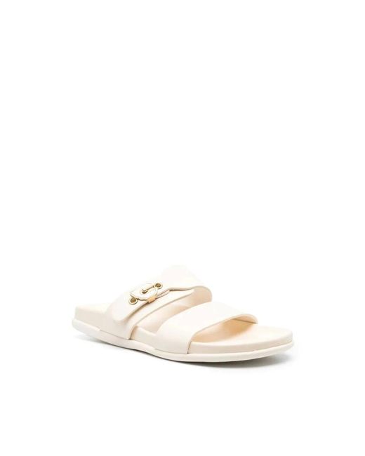 Ancient Greek Sandals White Sliders