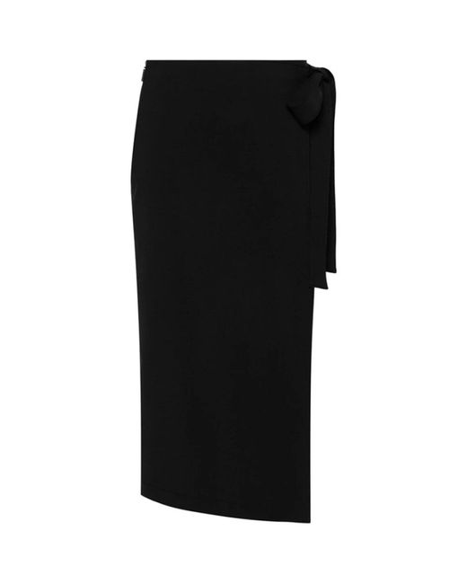 Falda midi envoltura de lana negra MSGM de color Black