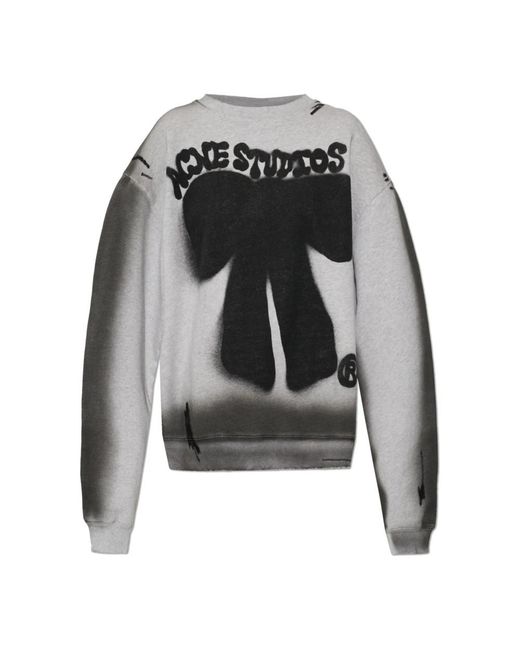 Acne Sprayed Logo Sweatshirt in het Gray