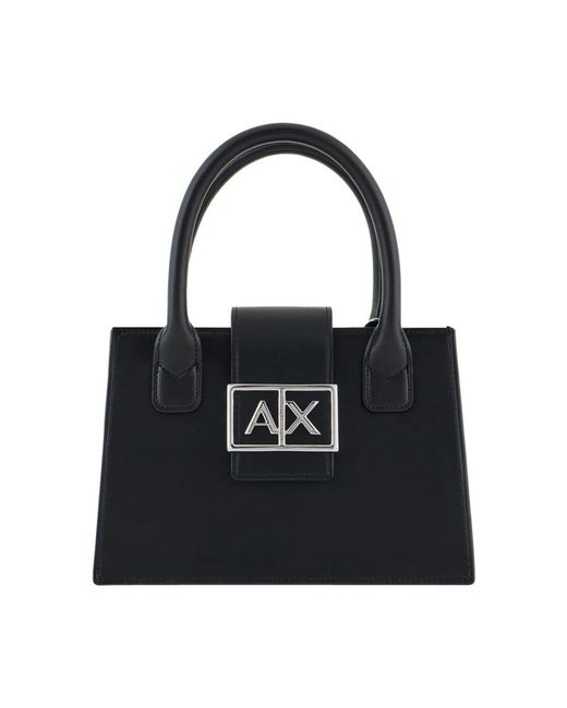 ARMANI EXCHANGE Black Strukturierte Schwarze Handtasche Mit Abnehmbarem Riemen