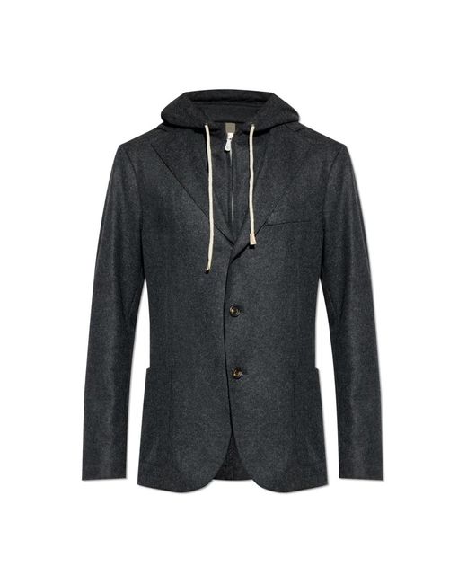 Eleventy Wollen Blazer Met Afneembare Capuchon in het Black voor heren