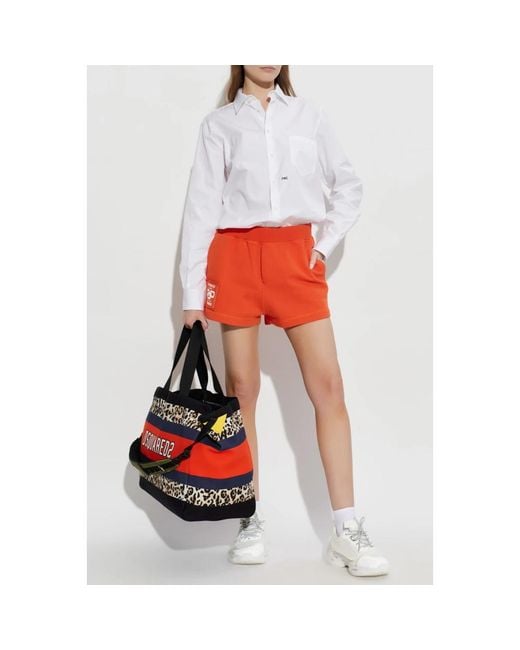 DSquared² Korte Broeken ,Oranje ,Katoen Logo Shorts in het Orange