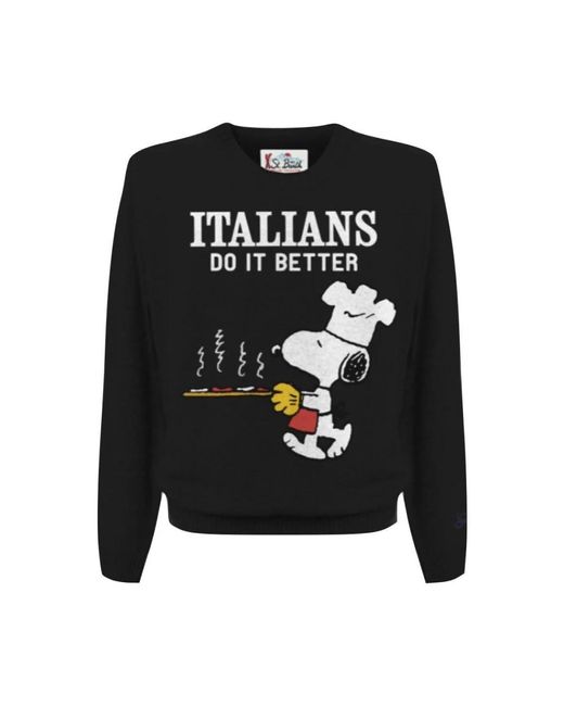 Mc2 Saint Barth Black Round-Neck Knitwear for men