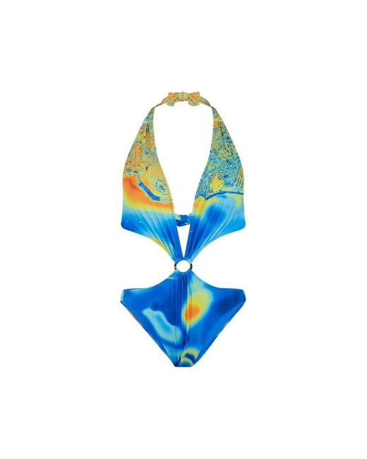 Vilebrequin Blue Trikini One-piece Swimsuit Bathymétrie Des Oceans