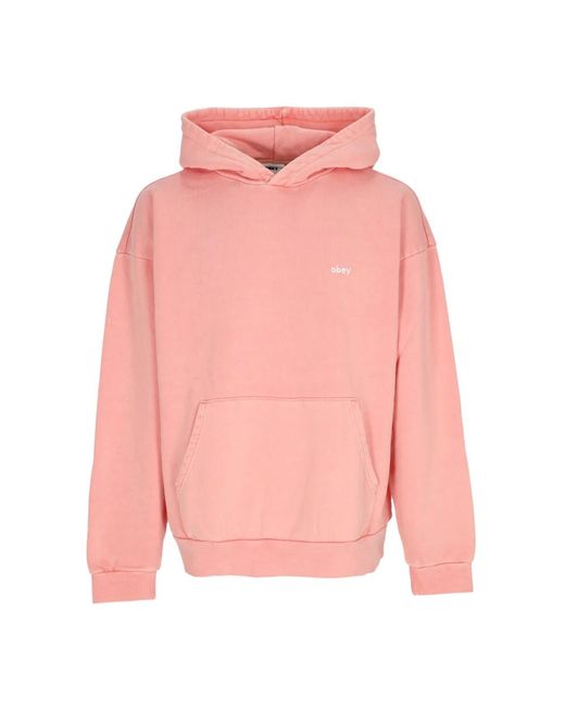 Obey Hoodies & Sweatvesten ,Roze ,Katoen Lichtgewicht Hoodie Pigment Shell in het Pink voor heren