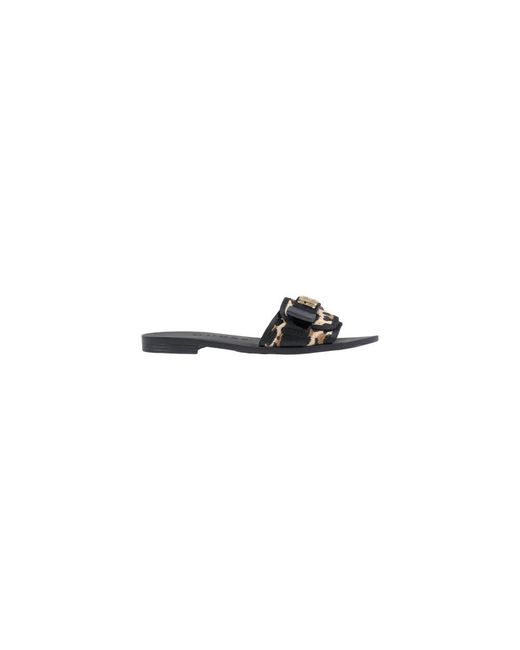Guess Black Leopard Pattern Polyester Slippers