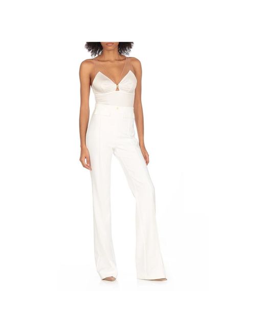 Elisabetta Franchi White Ivory crêpe hose mit seitenreißverschluss