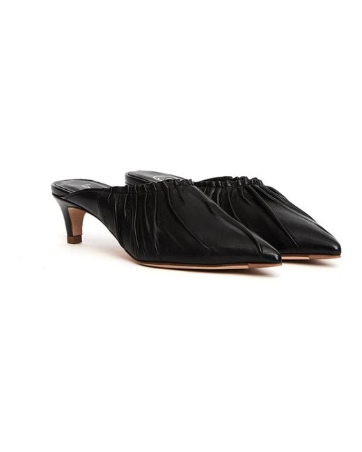 LORENA PAGGI Black Heeled Mules