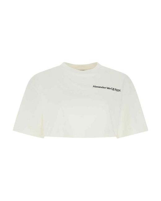 Alexander McQueen White Klassisches weißes baumwoll-t-shirt