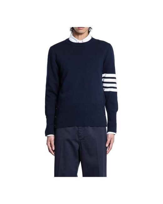 Thom Browne Round-Neck Knitwear in het Blue voor heren